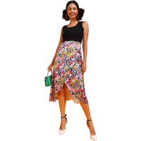 Popwings Women Casual Black & Multicolor Printed Frill Dress Dress | Stylish Dress | Trendy Dress