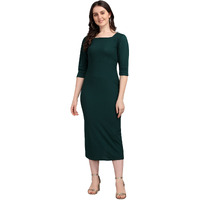 Purvaja Women's Corduroy Bodycon Midi Dress (Ruby-135-Gn-L_Green