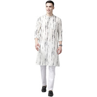 See Designs Men White Multi Tie And Dye Print Design Straight Kurta_Sdkt1115S