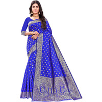 Sugathari Women's Art Silk Royal Blue Kanchipuram Saree (San Pari 124 R Blue)