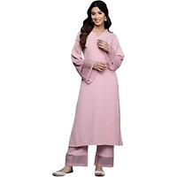 Varanga Women Pink Straight Kurta Paired With Tonal Bottom  Comfortable And Stylish Outfit For Various Occasions
