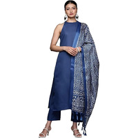 Varanga Women's Cotton Solid Kurta Set (Vskd31194_Vardup1200-Xxl_Blue_2Xl)