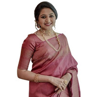 Flosive Women's Present Banarasi Soft Lichi Silk Saree Beautiful Jacquard Rich Pallu Design Work Zari Woven Kanjivaram Silk Style Saree With Soft Lichi Silk Blouse Piece Ayn Royal Look