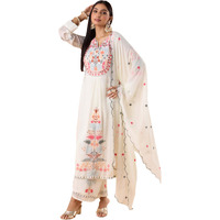 Fashion Basket Women's Green Georgette Kurta Set With Dupatta