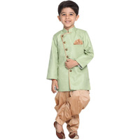 Jbn Creation Boys Cotton Blend Mint Green And Rose Gold Indowestern Sherwani And Dhoti Set_Jbnbciw124Mgncdrg_30
