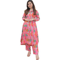 Leriya Fashion Women's Rayon Solid Regular Kurta Set (Lf-W1814&Tr871_Pink&Green_3Xl)