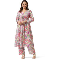 Leriya Fasion Women's Semi Cotton Regular Kurta Set (Lf-K2729&P151_Pink_M)