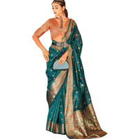Leriya Fashion Women's Kanjivaram Soft Silk Saree With Blouse Piece (Rama)