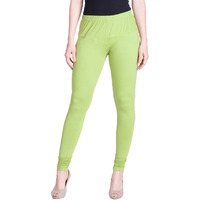 Lyra Women Solid Premium Cotton Churidar Leggings | Mid-Waist | Fashionwear Parrot Green