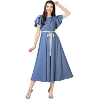 Oomph! Women's Western & Fusion Wear Midi Dresses For Women, Beach, Blue - Md67