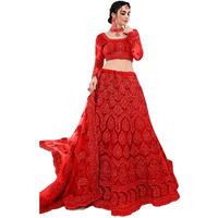 Patlani Letest Design Chain Embroderied Work Woman S Flered Lehenga Choli.Red (Semi Stitched)