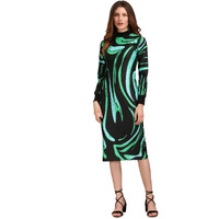Purvaja Women's Polyester Blend Bodycon Knee-Length Cocktail Dress Siri-033-Sea Plant-Small_Rama