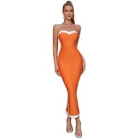 Rare Women's Spandex Bodycon Maxi Casual Dress (Ep8157_Orange_S)