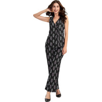 Selvia Co-Ords Set For Women | Lycra Top & Trouser Co-Ords Set | Formal Co-Ords Set For Women | Printed Two Piece Co-Ord Set | Office Wear Co-Ords Set(646Ctk11306N-L_Black & White & Mauve)