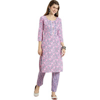 Shiv Textiles Pure Cotton Kurta Set For Women(9002-Pink-L)
