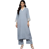Varanga Women Thread Embroidered Organza Detailed Kurta Set  Elegant, Sophisticated, And Traditional Ethnic Wear