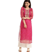 Varanga Women Pink Ethnic Motifs Embroidered Georgette Kurta