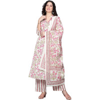 Idalia Multicolour Floral Printed Cotton Kurta Set With Dupatta