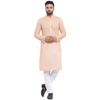 Jompers Men's Chicken Cotton Kurta Pyjama. (Orange, L)