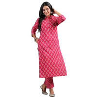 Anubhutee Ethnic Motif Printed Collared Straight Kurta With Trouser Set