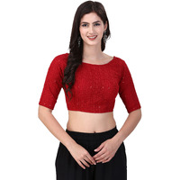 Oomph! Traditional Cotton Schiffli Fabric Blouse For Women |Elbow Length Sleeves | Wedding & Festival Wear | Comfortable & Trendy Ethnic Wear | Readymade Blouse For Saree & Lehenga