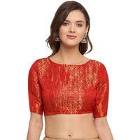 Oomph! Women's Art Silk Half Sleeve Blouse (Rbbl18Xl_Scarlet Red_Xl)