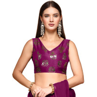 Oomph! Readymade Blouse For Women, Brocade, Sleeveless, V-Neck, Rbbl671