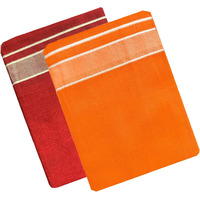 Men's Kerala Style Premam Single (1.28X2.00 Mtrs) Colour (Pack Of 2) (Maroon- Orange) Dhoti