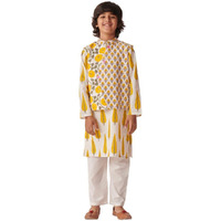 Pspeaches Boys Floral Printed Regular Kurta With Pyjamas (10-12Years)