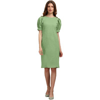 Purvaja Womens Bodycon Knee Length Dress (Ruby-566-Parrot_Parrot_Large)