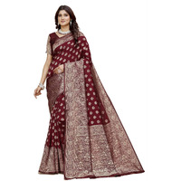 Shasmi Women's Banarasi Saree Pure Kanjivaram Silk Saree Soft New Ladies 2025 Design Wear Pattu Sarees Latest Party Sari Collections With Blouse Piece For Wedding Sadi (Pari-216 Maroon)