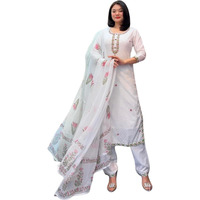 Shiv Textiles Poly Cotton Embroidery Kurta Set For Women (Jd-Mia-White-S)