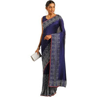 Shiv Textiles Women Silk Ready To Wear Saree. Stone Work Saree With Free Szie Stiched Blouse(Mk-1-Nblue)