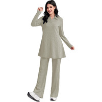Tadkee Women's Polyester Solid Color Two-Piece Set | Long Sleeve Top & Wide Leg Pants Co-Ord Set | Casual Wear Co Ord Set (Fn-Full-Sleeve-Cord-125-Cream-Xl)