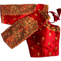 Vihu Fashion Women's Flower Embroidery Sleeves Cut Work Readymade Saree Blouse