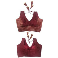 Vihu Fashion Women's Heavy Mono Banglori Solid Sleeveless Regular Blouse (Vf B Kathakali Maroon 38
