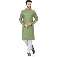 Be Active Men's Traditional Solid Full Sleeves Kurta || Cotton Kurta For Men || Men Kurta For Wedding || Kurta For Men (N-Rfsk0001 31 Kr L) Green