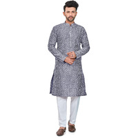 Be Active Cotton Men's Embroidered Lucknowi Grey Kurta Set || Men Kurta Pajama || Men Kurta Pajama Set || Kurta Pajama For Men (Rfsk0013 4 Set S)