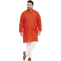 Bigbanana Plus Size Men's Regular Fit Kurta (Ullas-Orange,Orange,3Xl)
