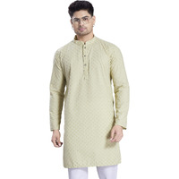 Divisive Men's Thread Embroidered Cotton Only Slim Fit Kurta (Dkrt1074_M_Pista)