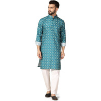 Greciilooks Mens Rayon Casual Regular Fit Kurta For Men (Green, Small)