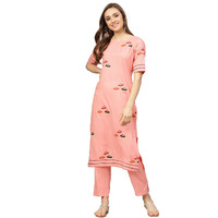 Idalia Peach Umbrella Print Kurta With Pants