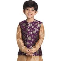 Jbn Creation Boys' Purple And Zari Gold Silk Blend Nehru Jacket_Jbnbj031Pu_28