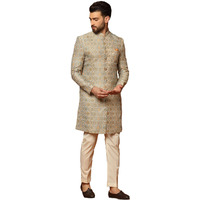 Kisah Mens Sherwani & Trouser Set  Textured Silk Blend Jacquard Ethnic Wear For Men  Regular Fit Wedding & Festive Look  Dry Clean Only, Multicolour, 40
