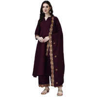 Pratham Blue Women's Silk Embroidered Anarkali Kurta With Palazzos And Dupatta (Pb-6155-S_Purple)