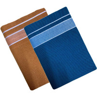 Prakasam Cotton Men's Kerala Colour Pondu- Premam Single (1.28X2.00 Mtrs) Colour (Pack Of 2) (Light Kaavi - Peacock Green) Dhoti