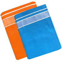 Prakasam Cotton Men's Kerala Style Premam Single (1.28X2.00 Mtrs) Colour (Pack Of 2) (Orange-Sky Blue) Dhoti