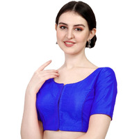 Pujia Mils Women's Silk Floral 3/4 Sleeve Regular Kangana Blouse Royal Blue 38 (Kangana Blouse Royal Blue 38)