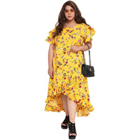 Oomph! Women's Western & Fusion Wear Crepe Wrap Maxi Plus Size Dress - Tuscansun Yellow - Od235_6Xl