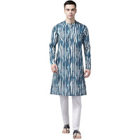 See Designs Men Blue Multi Tie And Dye Print Design Straight Kurta_Sdkt1117Xs